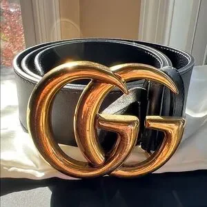 Gucci Black Leather Belt with Gold Buckle and dust bag size EU 70x28 Gucci | Accessories | Gucci Black Leather Belt With Gold  main image 2
